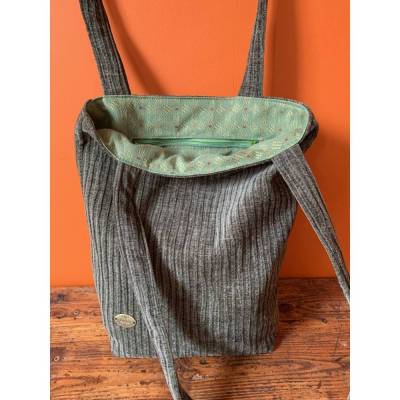 Hochwertige Wendetasche, Cordtasche, Schultertasche, Umhängetasche,Shopper, grün