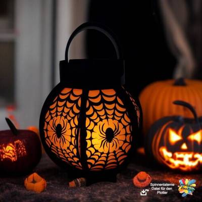Plotterdatei Spinnenlaterne Halloween SVG & DXF