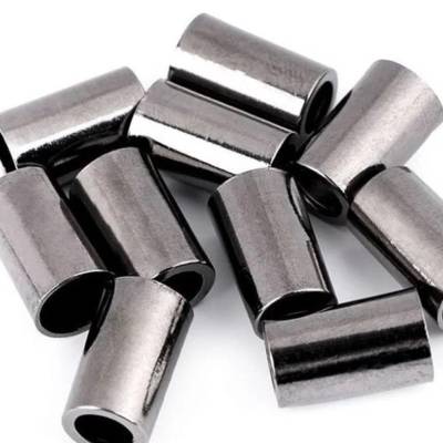 4 Kordelenden/Kordelstopper Metall Nickel, dunkel 15 mm, Ø 5,5 mm – Endstücke für Kordeln