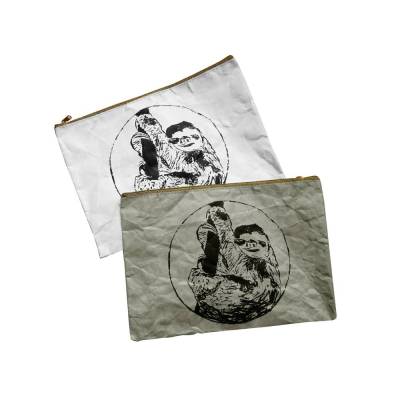 Faultier, Papier Etui, Siebdruck handbedruckt. ca. 32x22cm, weiß oder beige