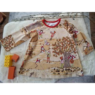 Herbst-Tunika für Kinder Gr. 92 – Bunte Motive, Raglanschnitt