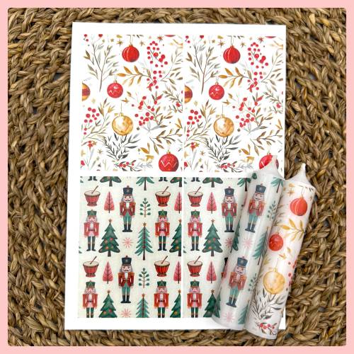 Kerzenfolie Weihnachten, Banderole WEIHNACHTSKUGELN, A5, bunt, Kerzentattoo, Wasserschiebefolie, Kerzensticker, z.B. Fro