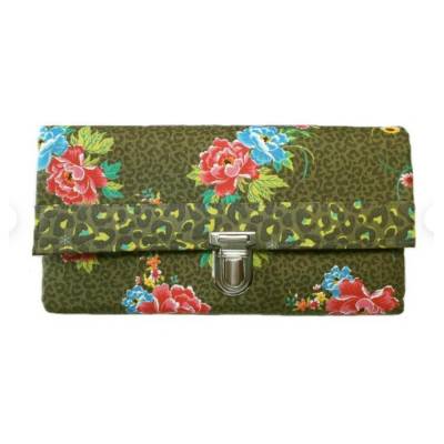 Geldbörse Portemonnaie Blumen Leo Khaki - Miss Manny Maxi