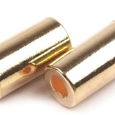 4 Kordelenden/Kordelstopper Metall gold 15 mm, Ø 3,5 mm – Endstücke für Kordeln