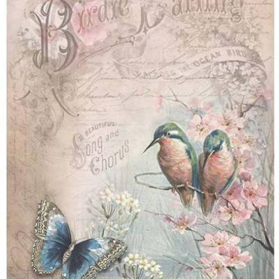 Softpapier, Decoupage, Bastelpapier, A4, Retro, Vintage, Vögel, S0313