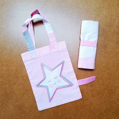 Zweier-Set N1 Stoffbeutel Dreamy – Einkaufstaschen groß und klein aus Upcycling Baumwolle