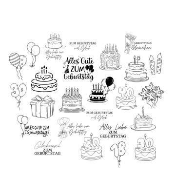 Geburtstags Happy Birthday Bundle PNG SVG Datei - Download Datei Plotterdatei - Plotter File - Kuchen Kerzen Geschenk 