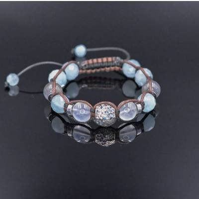 Damen Armband aus Edelsteinen 925 Sterling Silber Mondstein Aquamarin Labradorit, Makramee Armband, LIMITED EDITION