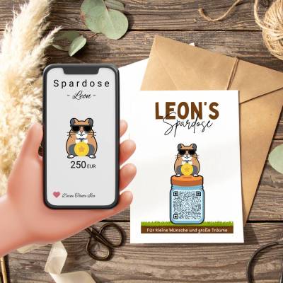 Geschenkidee Für Kinder: Sparbuch mit QR-Code – personalisierte Geschenkidee zur Taufe, Geburt oder Einschulung | Handmade | Einhorn