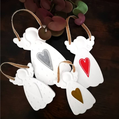 Weihnachtsengel & Schutzengel aus Keramik – Geschenkidee mit Herz
