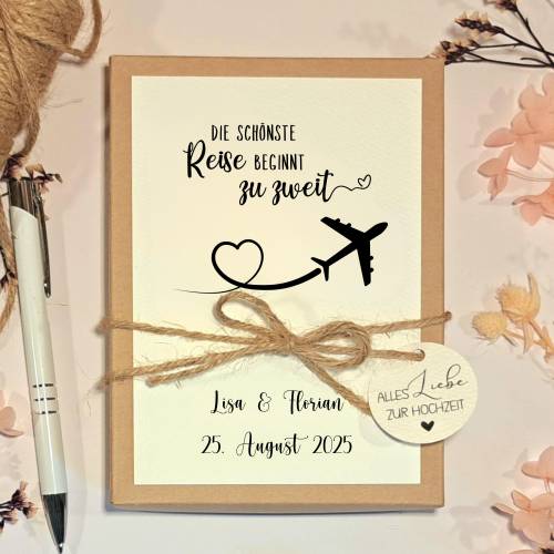 Geldgeschenk Hochzeit personalisiert – Geschenkbox mit Namen & Datum | Originelle Hochzeitsbox für Reiseliebhaber