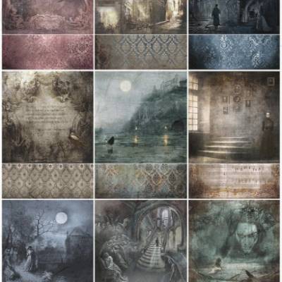 Reispapier, Decoupage, Serviettentechnik, Gothic stories, A4, R2023