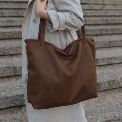 Mom Bag | Großer Shopper Chocolate mit Reißverschluss