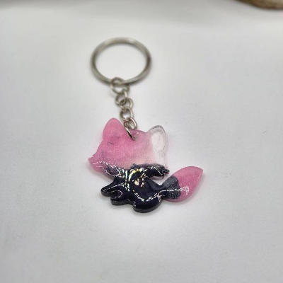 Schlüsselanhänger Fuchs Blau-rosa