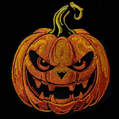 Kürbis lachend Lichteffekt Stickdatei 14x14cm bzw. 15x15cm – Perfekt für Halloween auf schwarzen Stoffen