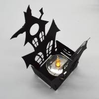 Plotterdatei Haus Gruselhaus Halloween Fledermaus Teelicht Bild 2