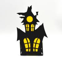 Plotterdatei Haus Gruselhaus Halloween Fledermaus Teelicht Bild 3