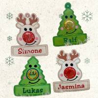Stickdatei Weihnachten Schoko Nase Name Rentier & Tanne 13x18 Set 905 mit Anleitung Bild 1