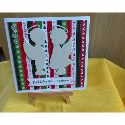 Handgemachte Weihnachtskarte ,Engeln,