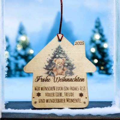 Personalisierte Weihnachtsanhänger aus Holz in Hausform – Weihnachtsgeschenk,Weihnachten, Weihnachtskugel, Geschenk