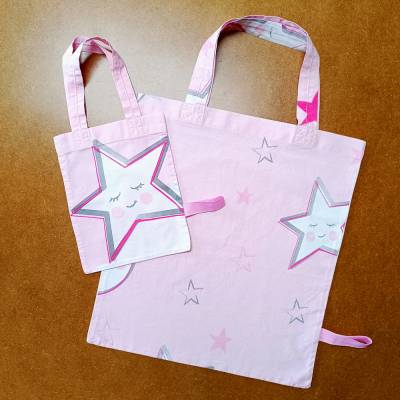 Zweier-Set N2 Stoffbeutel Dreamy – Einkaufstaschen groß und klein aus Upcycling Baumwolle