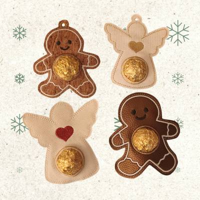 Stickdatei Weihnachten Engel & Lebkuchenmann Set 10x10 – Schoko Nase, Geschenkanhänger & Anleitung