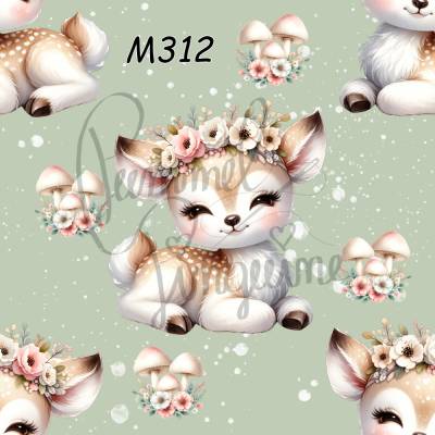M312 PummelPinguine Exclusive Stoffe „Kinderstoff Rehkitz mit Blumenkranz
