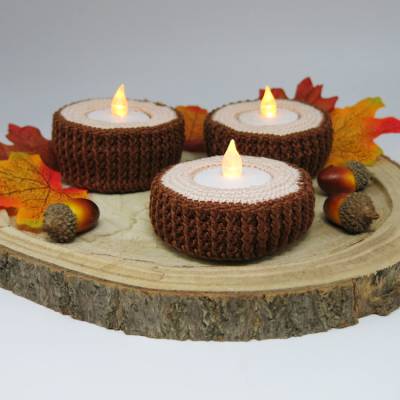 Teelichthalter - Baumstamm - Häkelanleitung