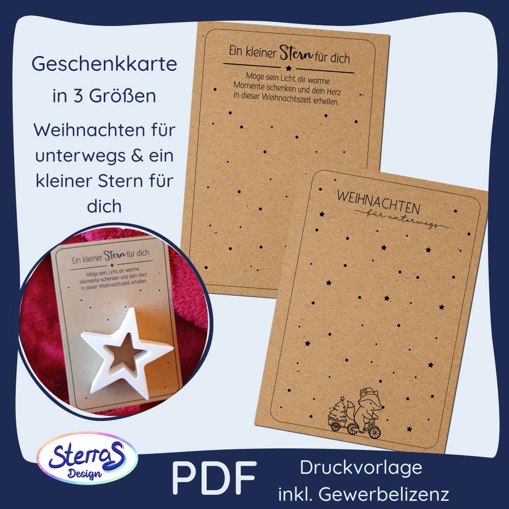 Druckvorlage Geschenkkarten Weihnachten Set PDF - 