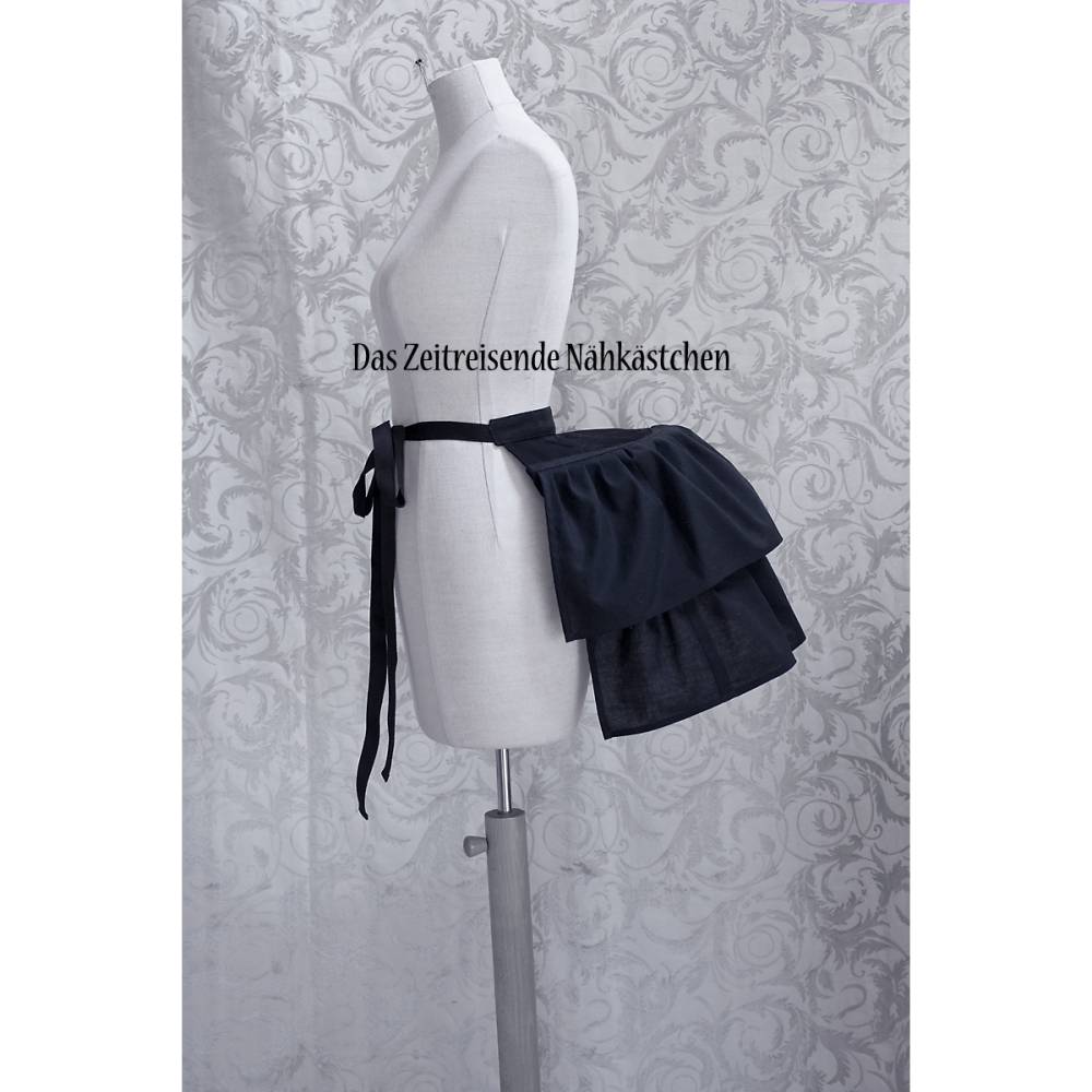 Victorianische Hummerschwanz-Tournüre kurz – Gründerzeit 1870er, schwarz, stabile Wigona Stahlstäbe Bild 1