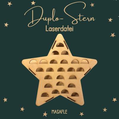 Laserdatei Holzstern Adventskalender – Duplo Schokoriegel Halter SVG XCS | Lasercut Datei für Weihnachten DIY