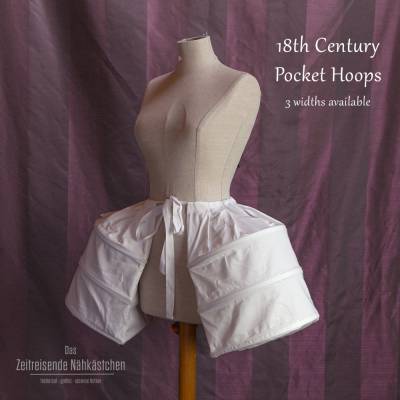 Historische Poschen / Pocket Hoops für 18. Jahrhundert-Kleider – Rokoko Panier, drei Größen, weiß