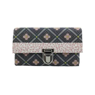 Geldbörse Portemonnaie Blumen Grau Rosè - Miss Manny Medium