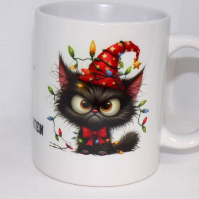 Grumpy Katze Tasse Weihnachten – Kawaii Beidseitig Bedruckt für Links- & Rechtshänder – Handgefertigt in Deutschland