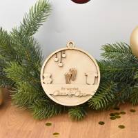 Schwangerschaft verkünden Christbaumkugel aus Holz in 3D Optik Ihr werdet Oma & Opa, Baby verkünden