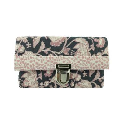 Geldbörse Portemonnaie Blumen Grau Rosè - Miss Manny Medium