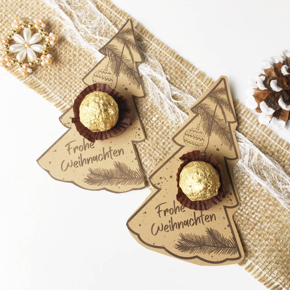 Gastgeschenk Tischdeko Weihnachten, Druckvorlage Christbaum Weihnachtsgruß Mitbringsel, Karten für Tisch, Bastelvorlage, Bild 1