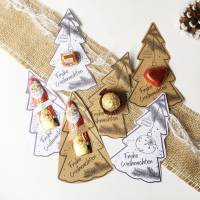 Gastgeschenk Tischdeko Weihnachten, Druckvorlage Christbaum Weihnachtsgruß Mitbringsel, Karten für Tisch, Bastelvorlage, Bild 4