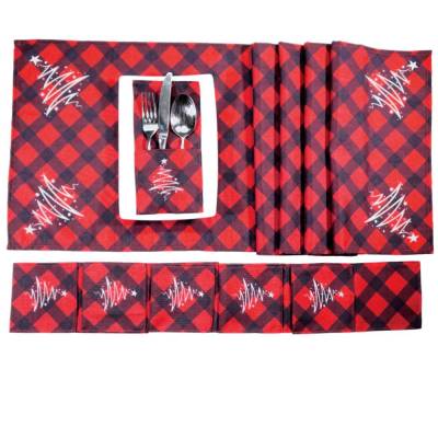 Festliche Bestecktaschen 6 Stück & Tischläufer Tannenbaum – Tischdeko Weihnachten & Winter