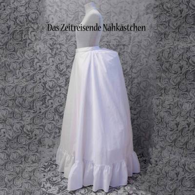 Rock Unterrock Viktorianisch – für Gründerzeit und Steampunk Kostüme, über Hummerschwanz Reifrock tragbar, 100% BW weiß