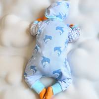 2 tlg. Baby Set mit Delfinen // Set für Babys aus Wendemütze und Strampler für Jungen bis Gr. 80 Bild 4