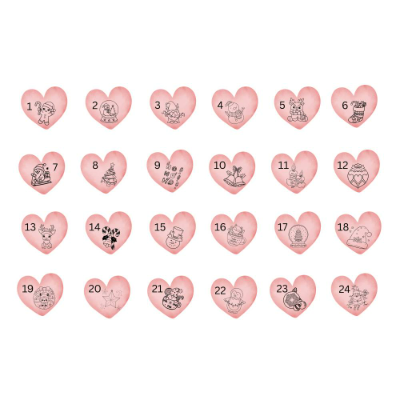 DIY Adventskalender Zahlen Herz-Design als PDF – Weihnachtszahlen zum Ausdrucken