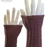 Armstulpen stricken – Anleitung Morgentau aus Sockenwolle, edler Perlenabschluss Bild 1