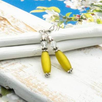Handgemachte grüne Glas Ohrhänger – Boho Hippie Ohrringe, Unikatschmuck & Geschenkidee