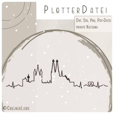 Plotterdatei Köln Skyline Herzschlag – Dein DIY-Highlight für Kölner Fans