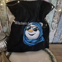 Schneemann Stickdatei cool Color Lichteffekt 10x10cm – Modernes Winter-Stickmuster für schwarze Stoffe Bild 7