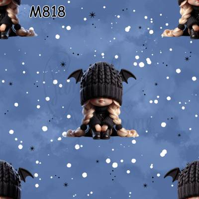 M818 PummelPinguine Exclusive „Kinderstoff Fledermausmädchen Gothic Kawaii Girl