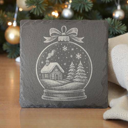 LASERDATEI Schneekugel | Winter Chalk Art Motiv fuer Laser | Schiefer PNG Weihnachten | Winter | Lasergravur