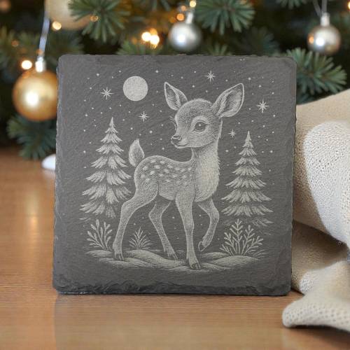 LASERDATEI Reh | Winter Chalk Art Motiv fuer Laser | Schiefer PNG Weihnachten | Winter | Lasergravur