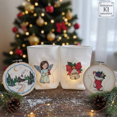 Stickdateien Wintertraum – Scribble & Shabby Stil, 48 Motive ab 10x10 cm Rahmen